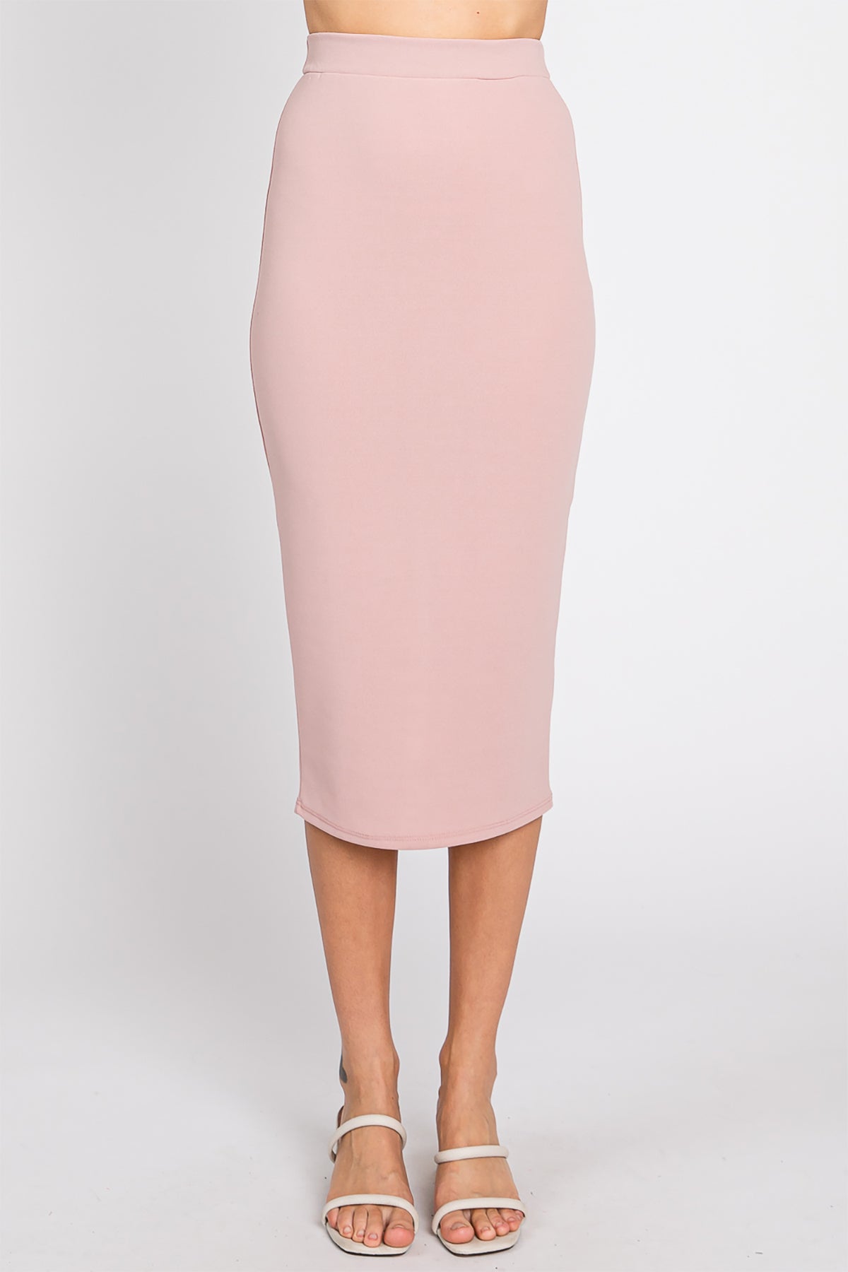 SOLID MIDI PENCIL SKIRT WITH SLIT BACK 1-2-2-1 – MYS Wholesale