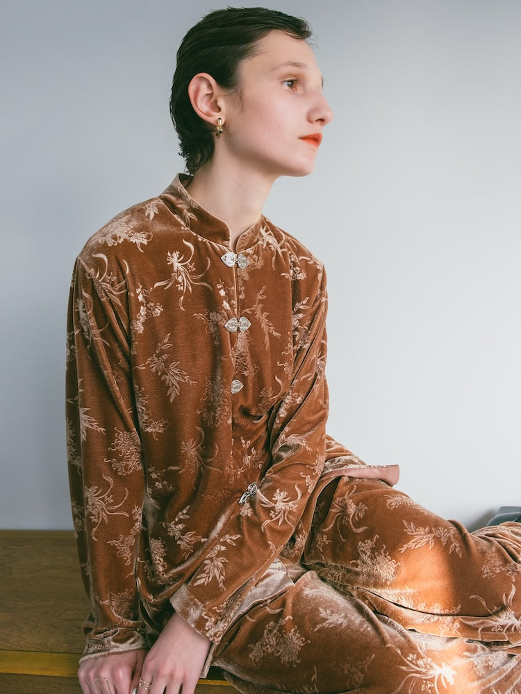 Velour China Hook Shirt｜チャイナボタンのベロアシャツ – MARTE