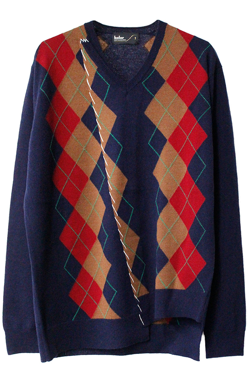 アーガイル柄Vネックニット（MEN)｜kolor（カラー）通販オンライン