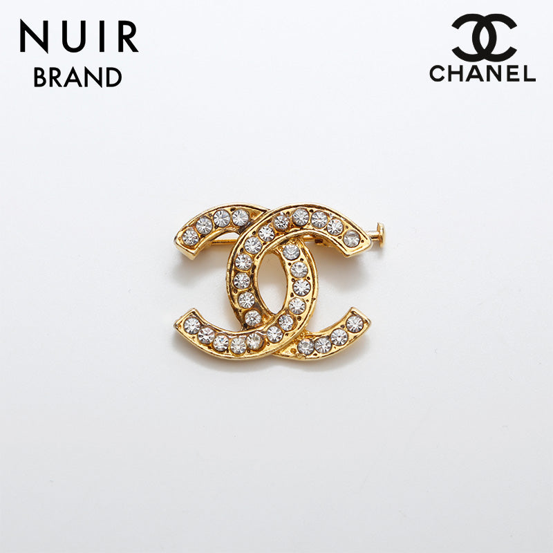 シャネル CHANEL 90年代 ココマーク ラインストーン ブローチ ゴールド