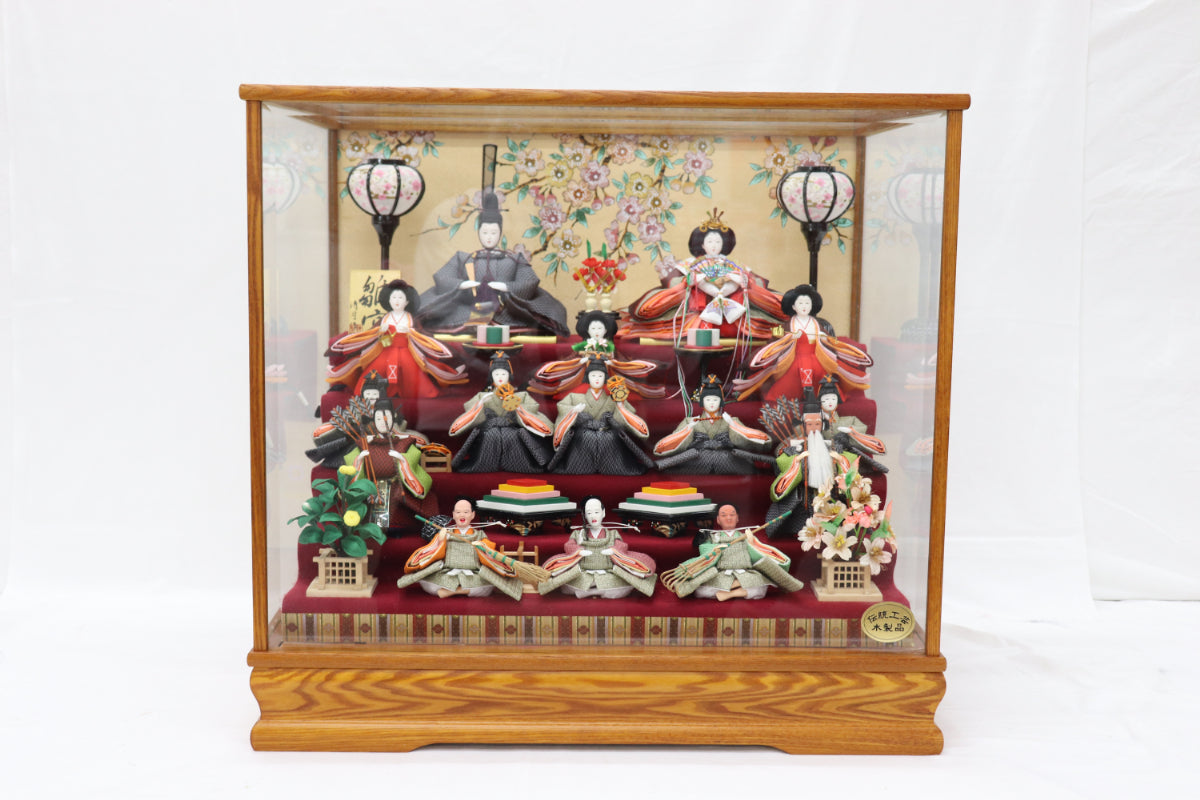 オルゴール 豪華ガラスケース入り 雛人形 ひな人形 五人飾り