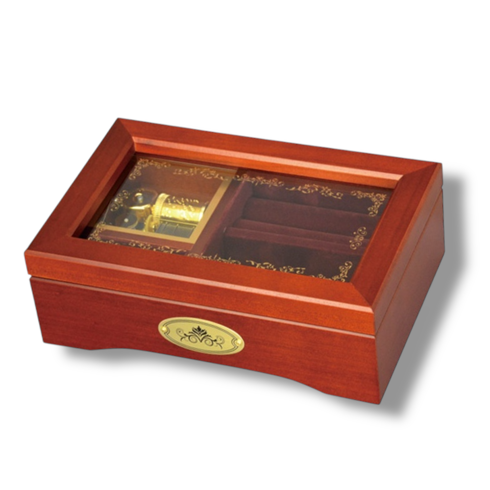 AA302C】23弁木製ガラス窓オルゴールBOX／茶 – オルゴールギャラリー