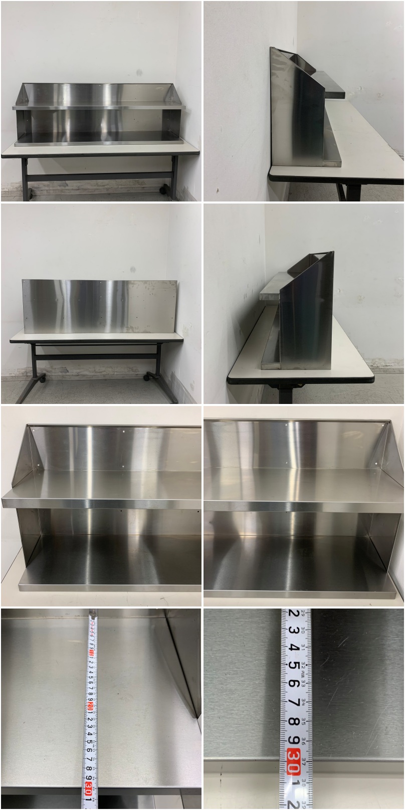 中古】 A08158 平棚 2段式 ステンレス棚 W1400 x D300 x H500 mm