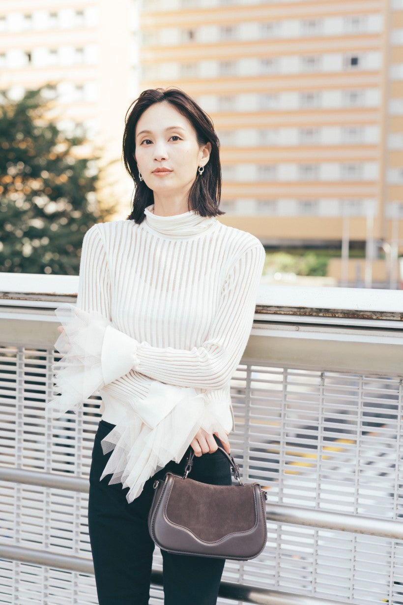 袖飾り付きストライプニットトップ NS-353 – ATELIER N'S