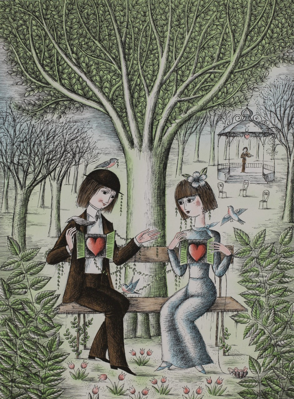 レイモン・ペイネ 【ハートTOハート】オリジナルリトラフ版画 作家自筆