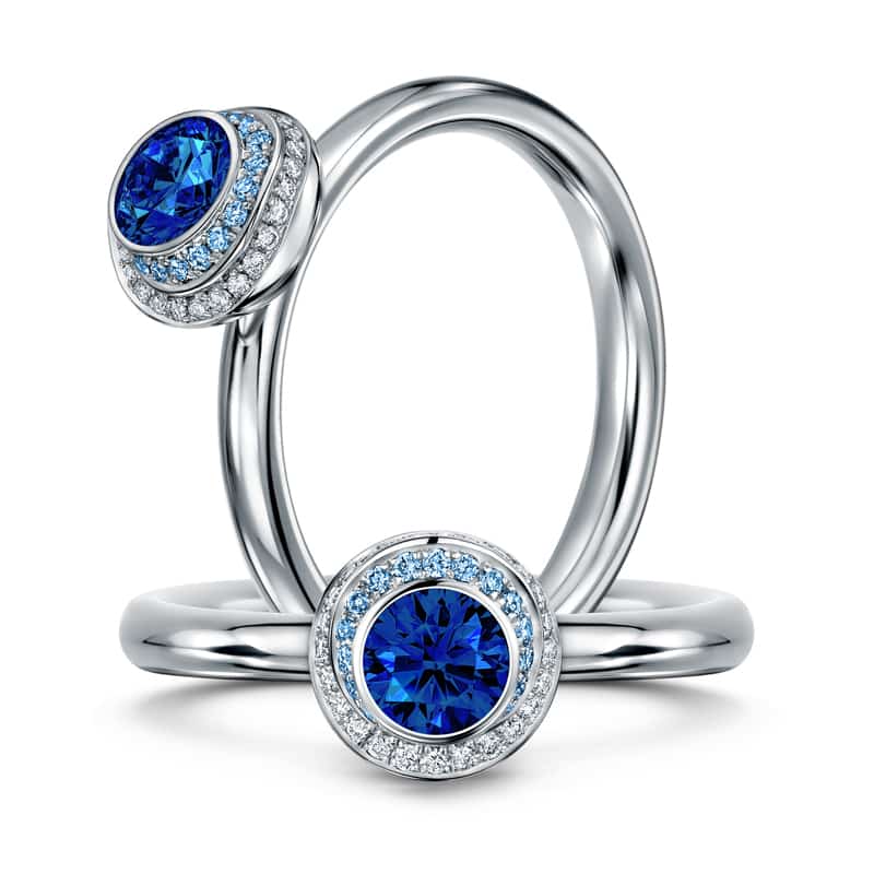 Clair de Lune Azure Sapphire Ring For Engagement by Andrew Geoghegan