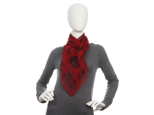 Alexander McQueen Red Skull Scarf - Ann's Fabulous Closeouts