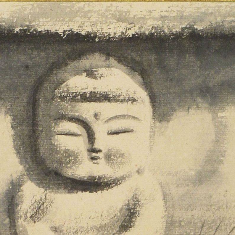 穐月明 「野の佛」 水墨画10号 落款・共シール有り 【公式通販】