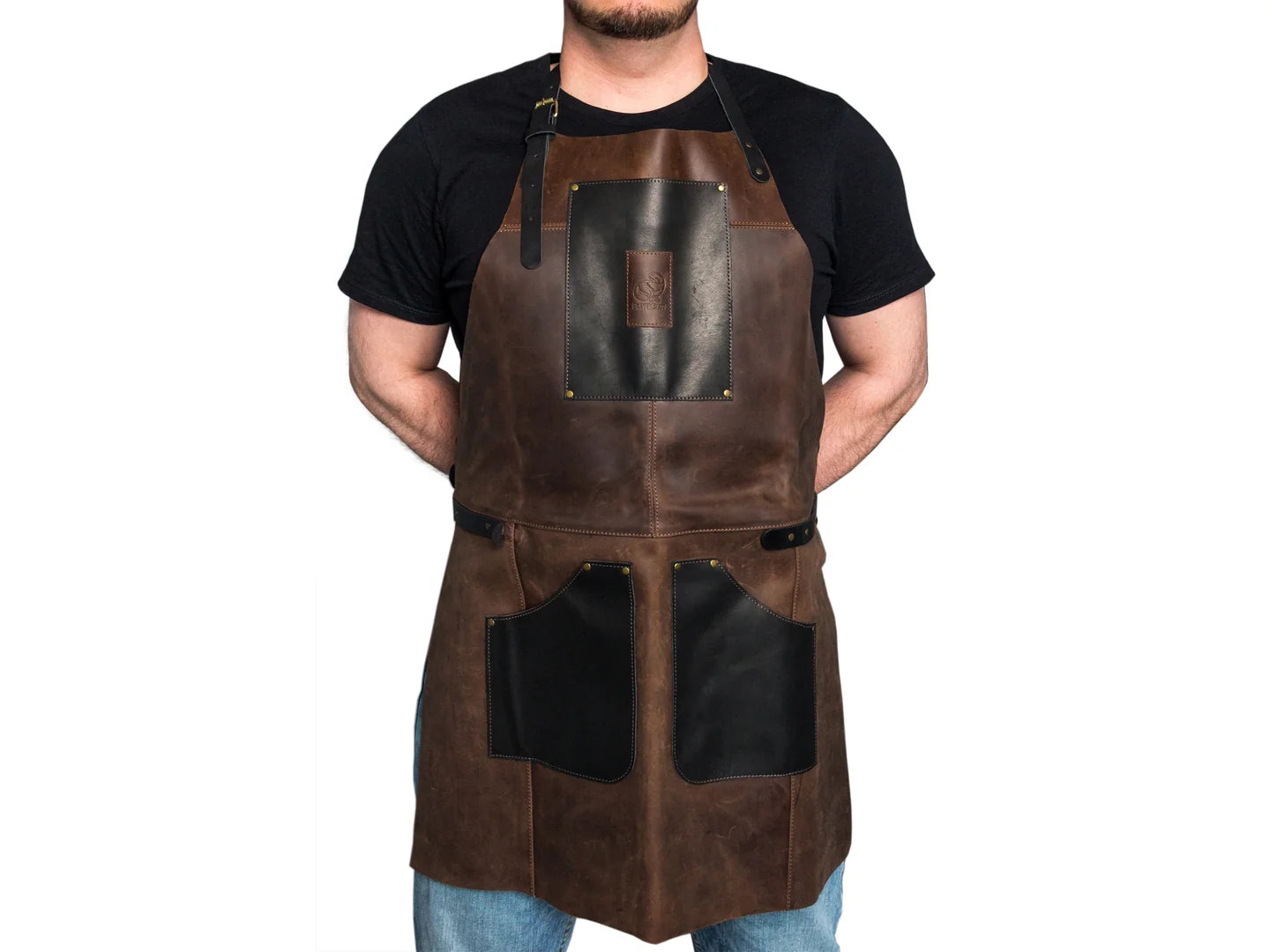 Adjustable Black&Brown Leather Work Apron – AP3X – BeaverCraft Tools