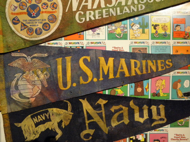 ビンテージ ペナント ミリタリー カレッジ usmc フロッキー ビンテージ