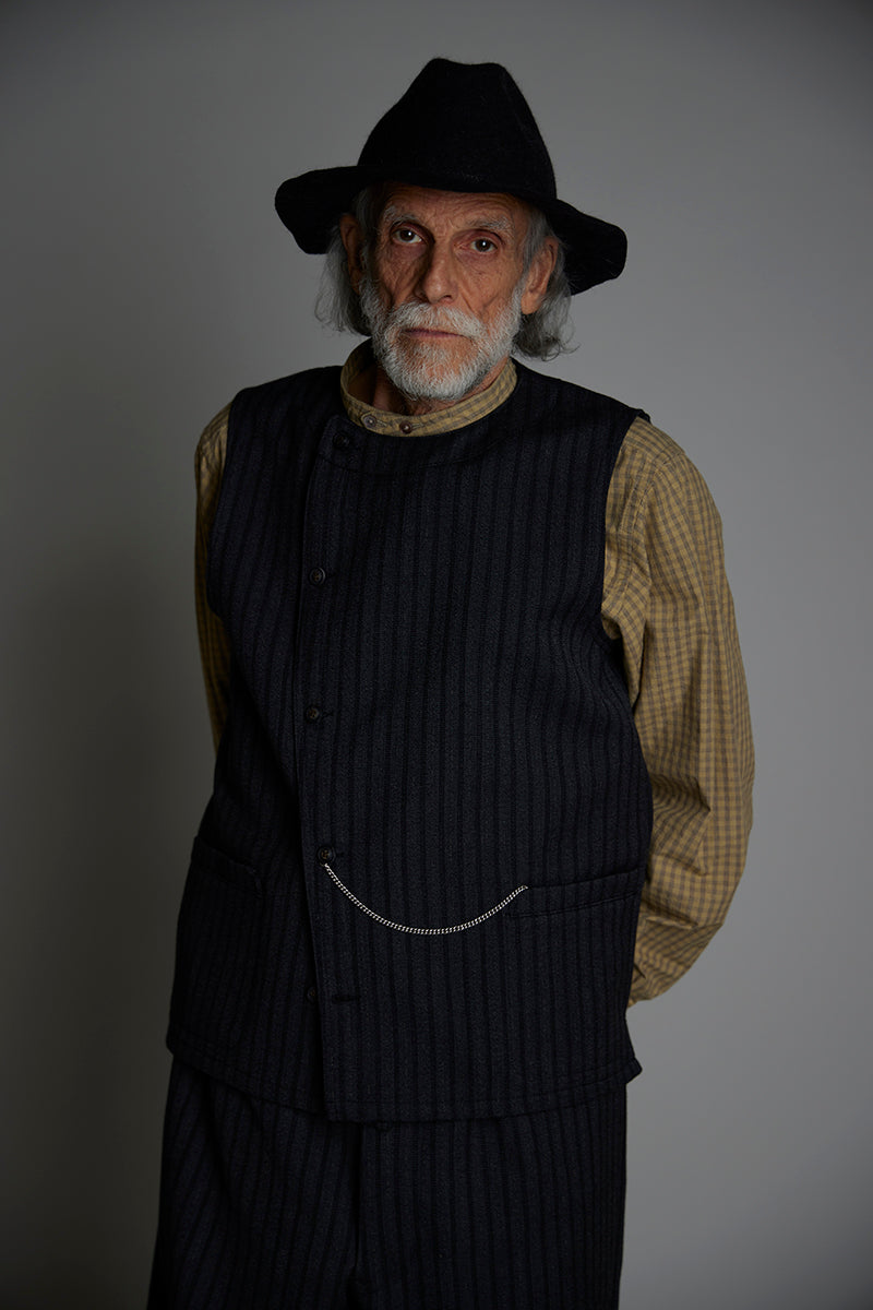 ナイジェル・ケーボン】MAN / ファーマーベスト - ストライプダブル