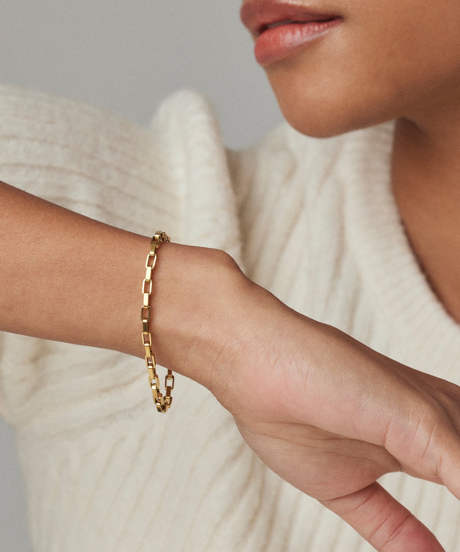 ゴールド]スクエアチェーンブレスレット