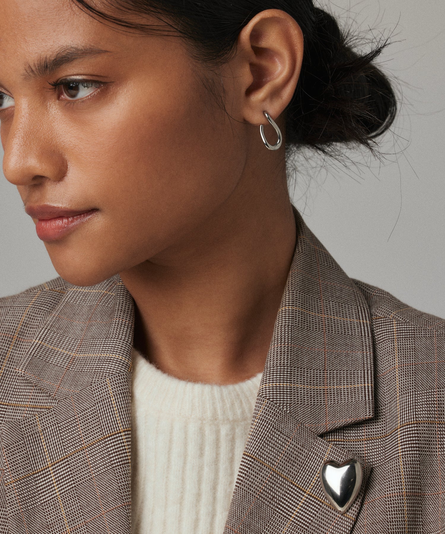 シルバー]アシンメトリードロップピアス