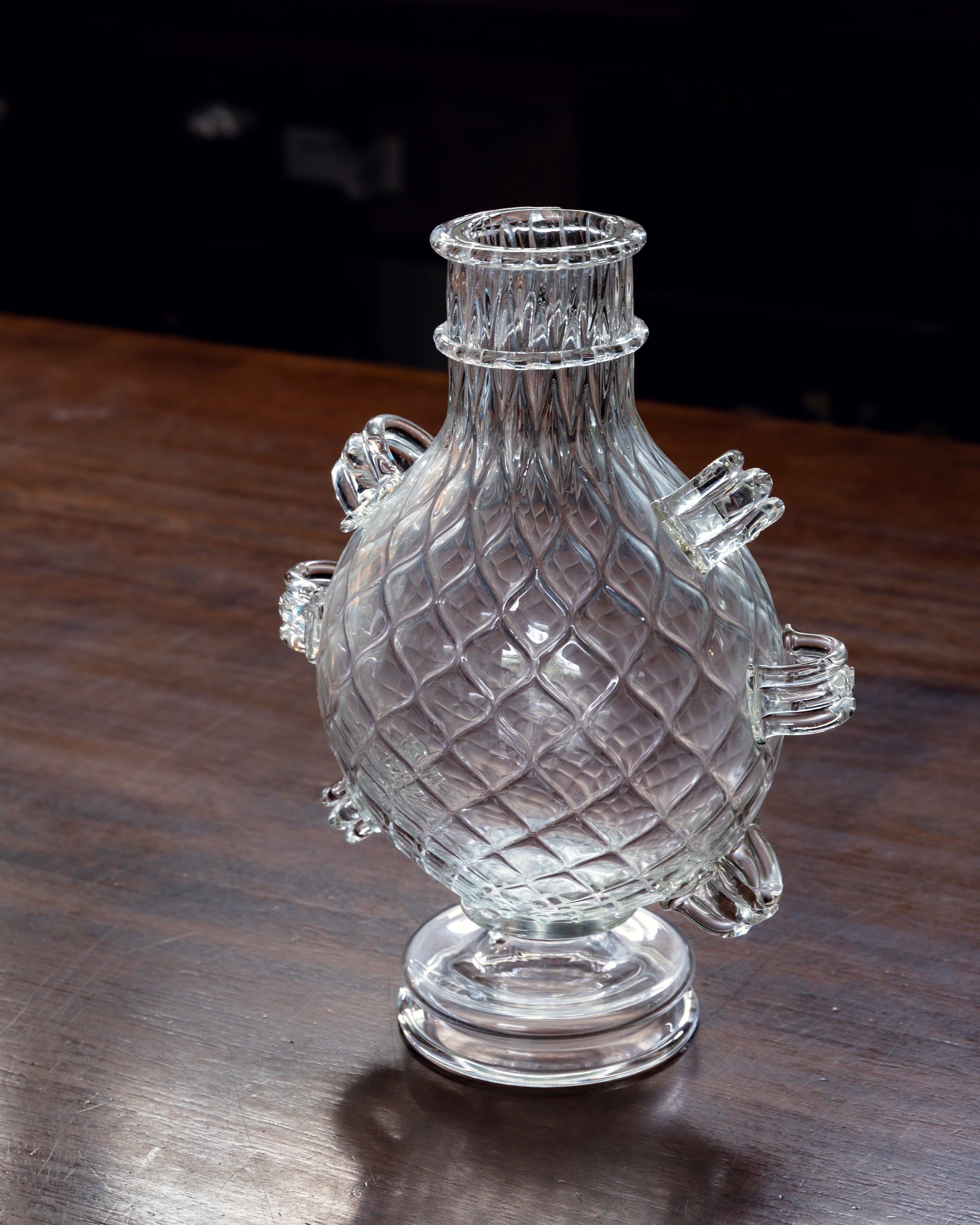 ムラーノ ベネチアングラス 人物金彩コンポート 直径25.8㎝東な7