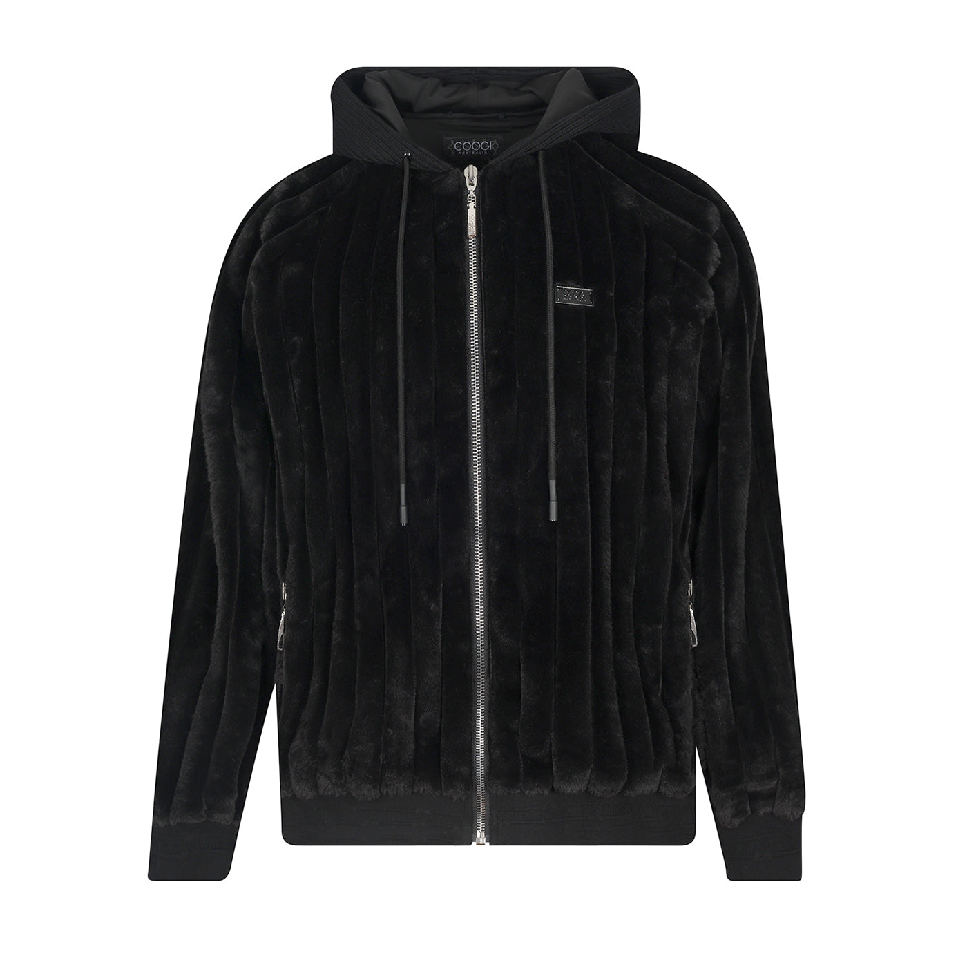 New - COOGI Faux Fur Full Zip Hoody - Black