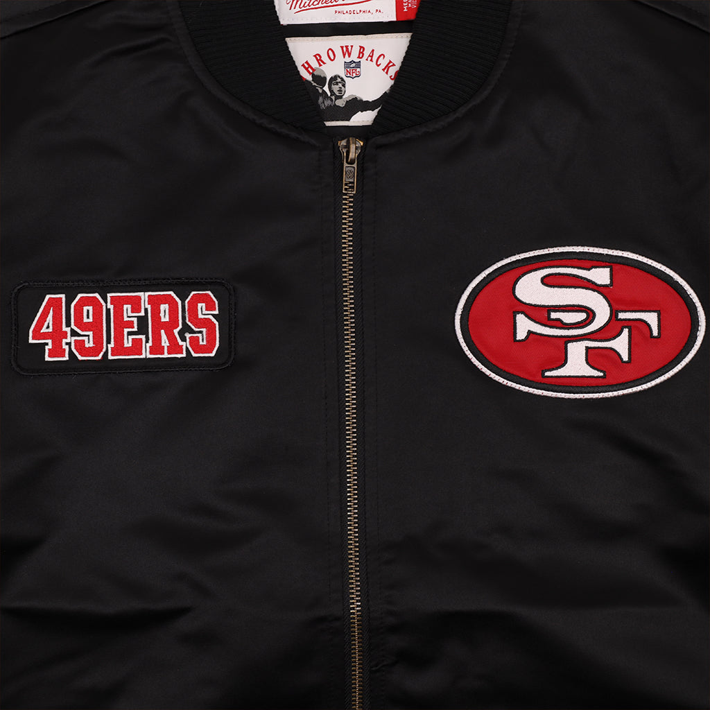 Mitchell & Ness San Francisco 49ers Satin Black Bomber Jacket