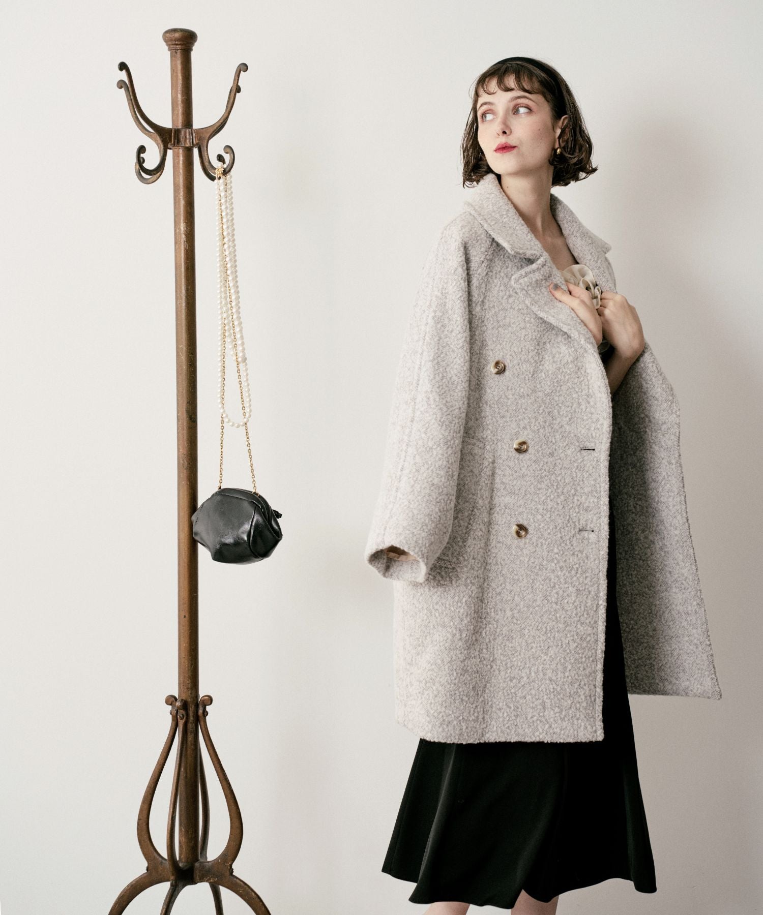 ヘリンボーンWボタンコート