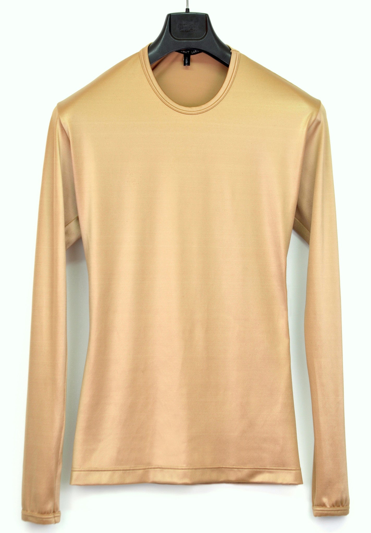 Helmut Lang 1992 Structured Gold Satin Jersey Slim T-Shirt – ENDYMA