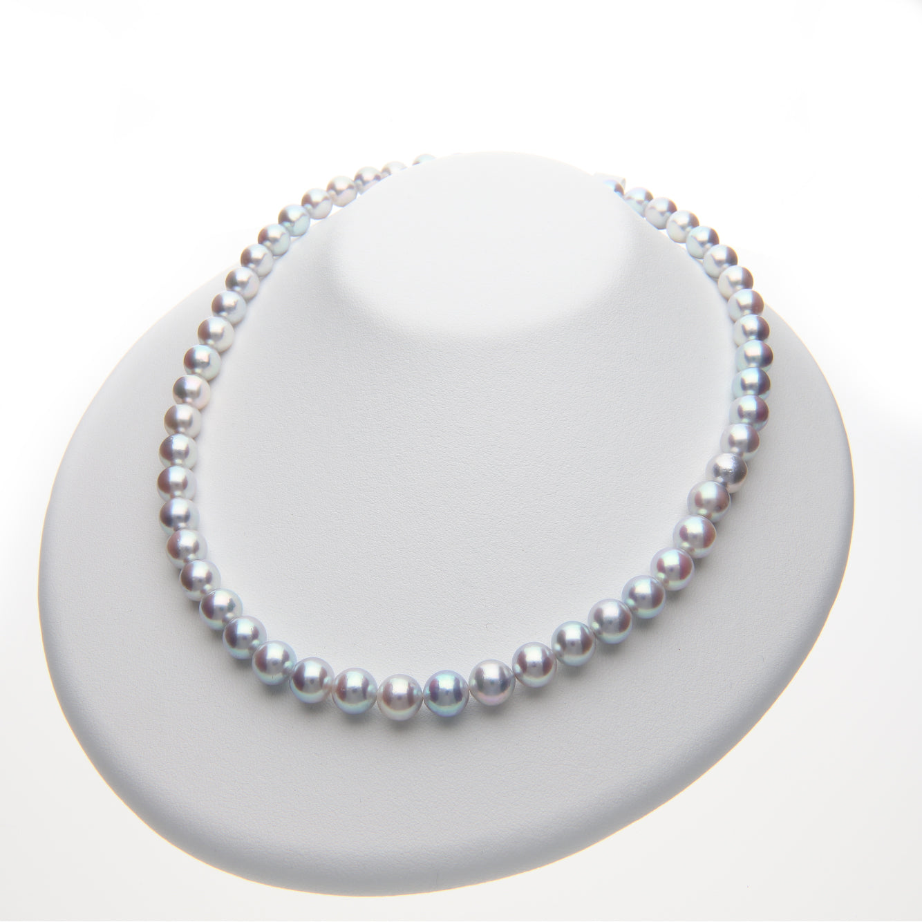 無調色 アコヤ真珠（日本） グレーパールネックレス 8.0-8.5mm