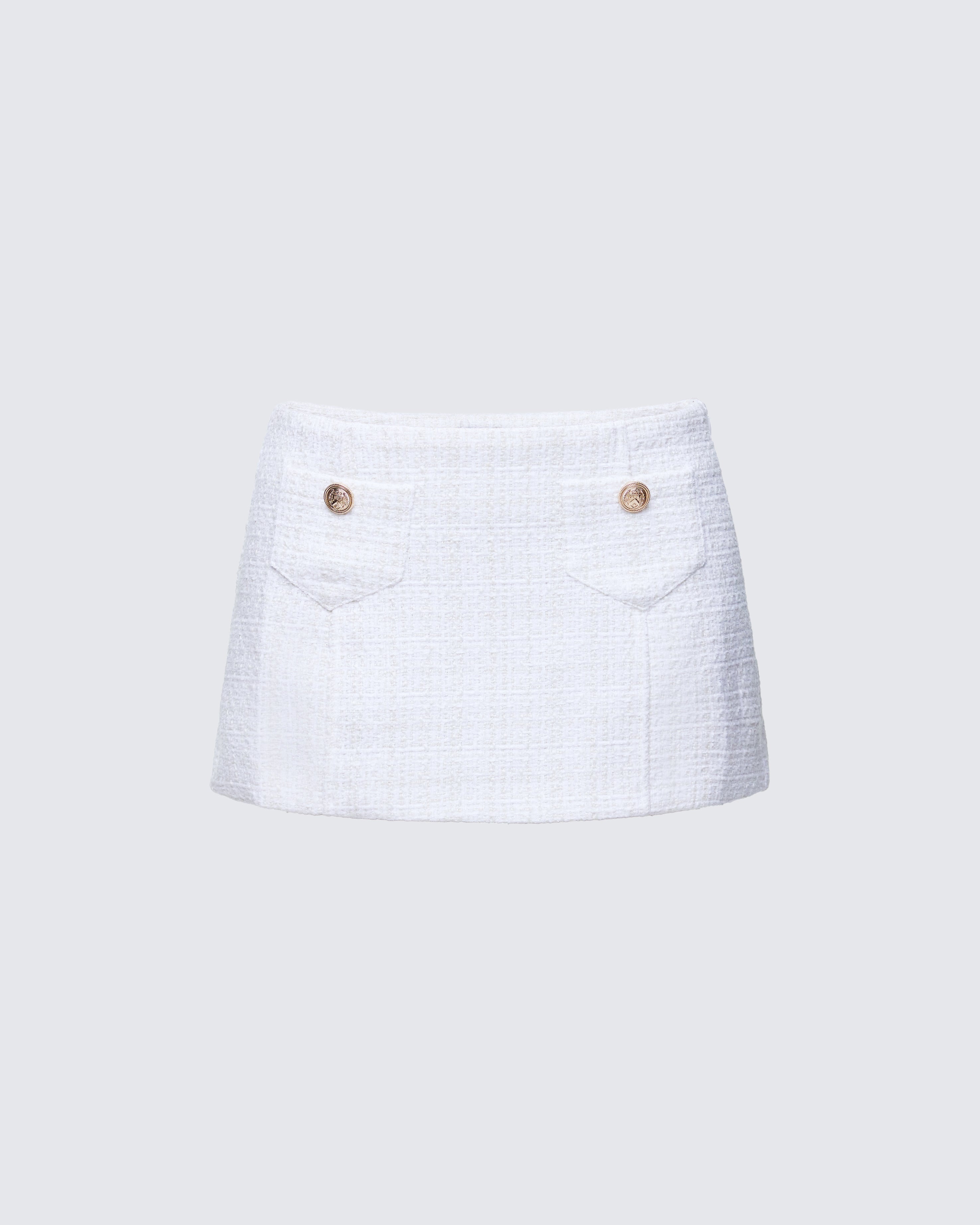 Nomi White Tweed Mini Skirt – FINESSE