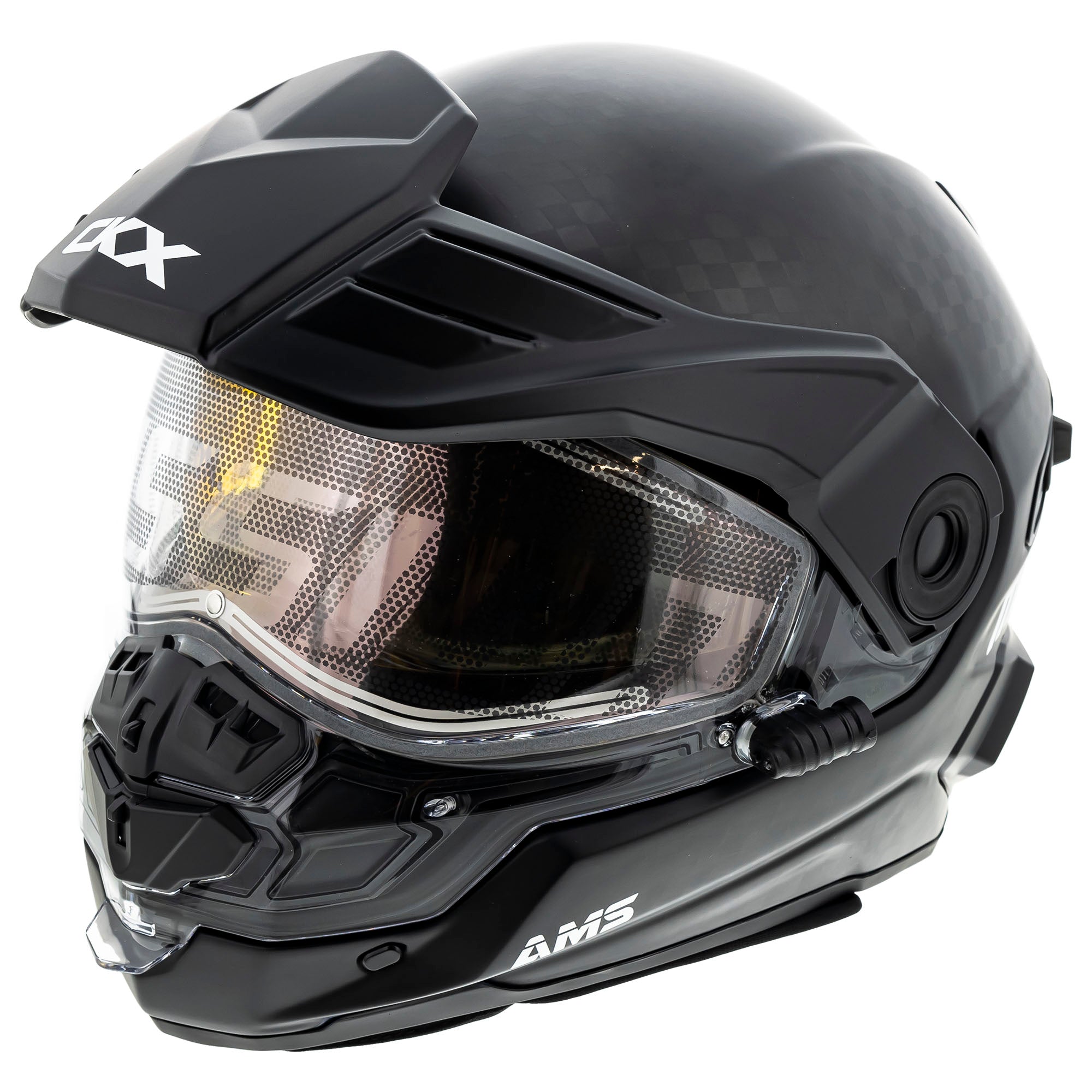 CKX Mission Carbon Fiber Electric Shield Snowmobile Helmet Black