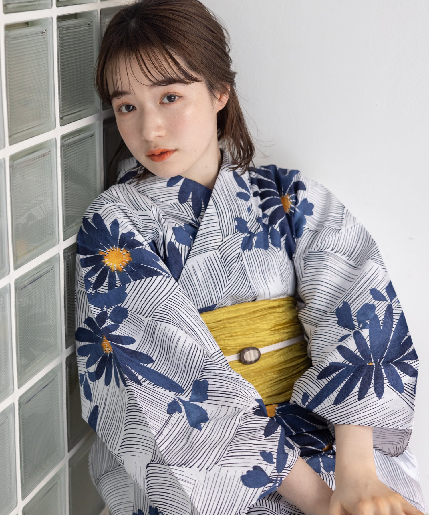 こだわり浴衣5点セット(浴衣/帯/下駄/腰紐/着付け冊子) 変わり織生地