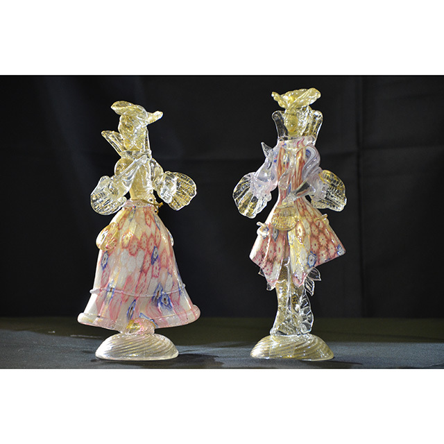 ベネチアングラス人形、ペアー ベネチアンガラス 人形 ムラノ ぺア