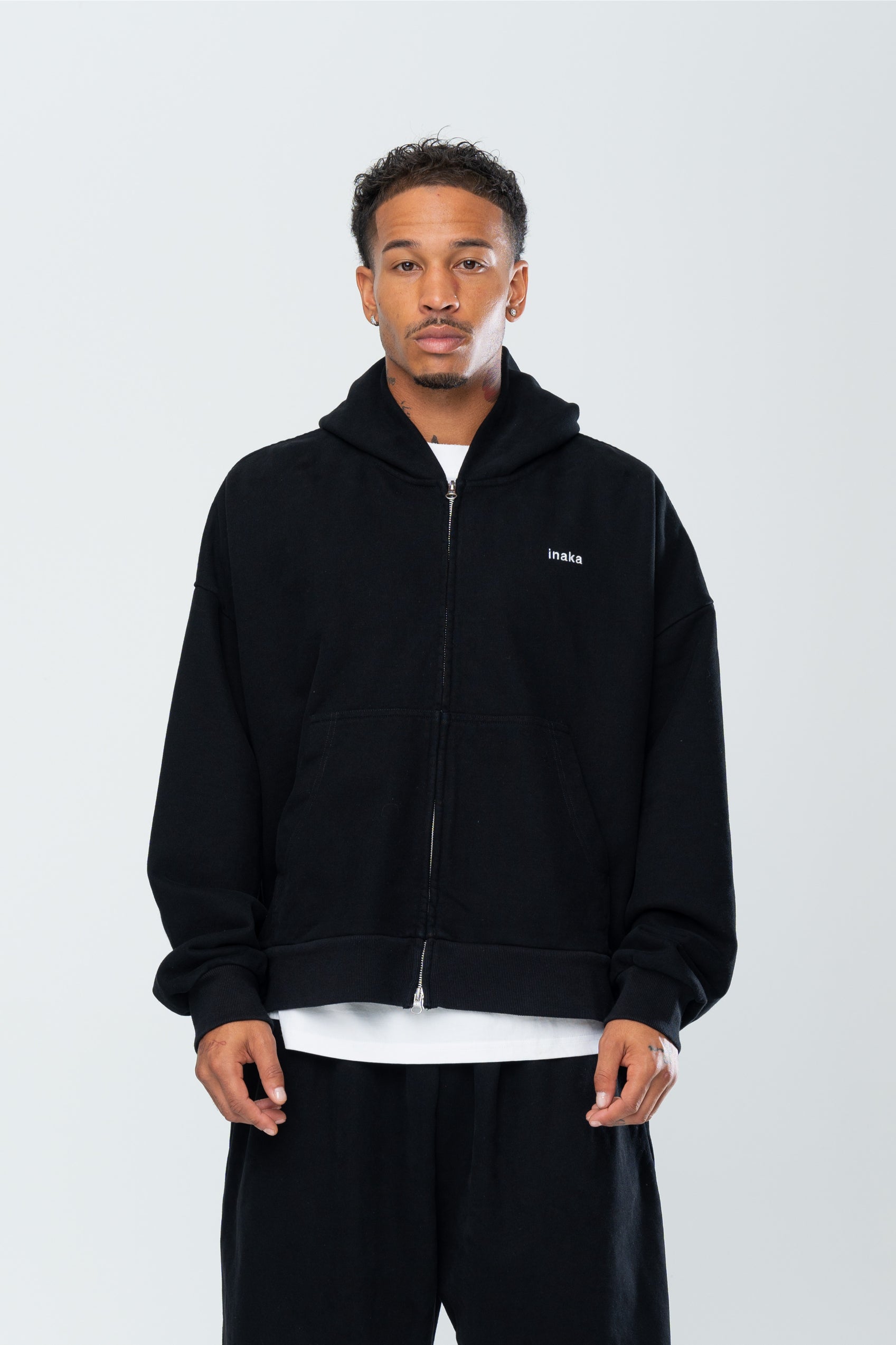 BASICS DOUBLE ZIP HOODIE - BLACK – Inaka Power