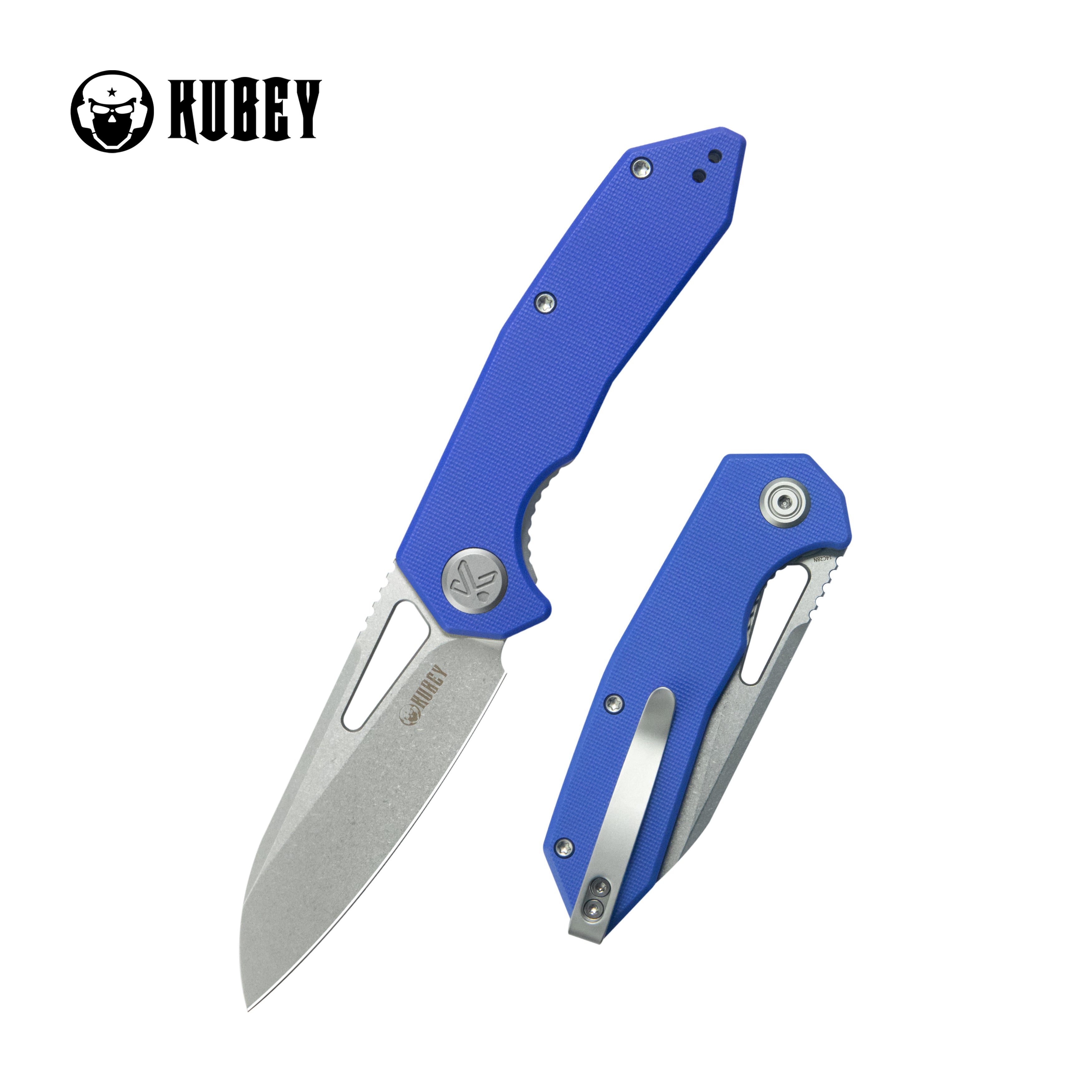 Kubey Vagrant Liner Lock Folding Knife Blue G10 Handle 3.1