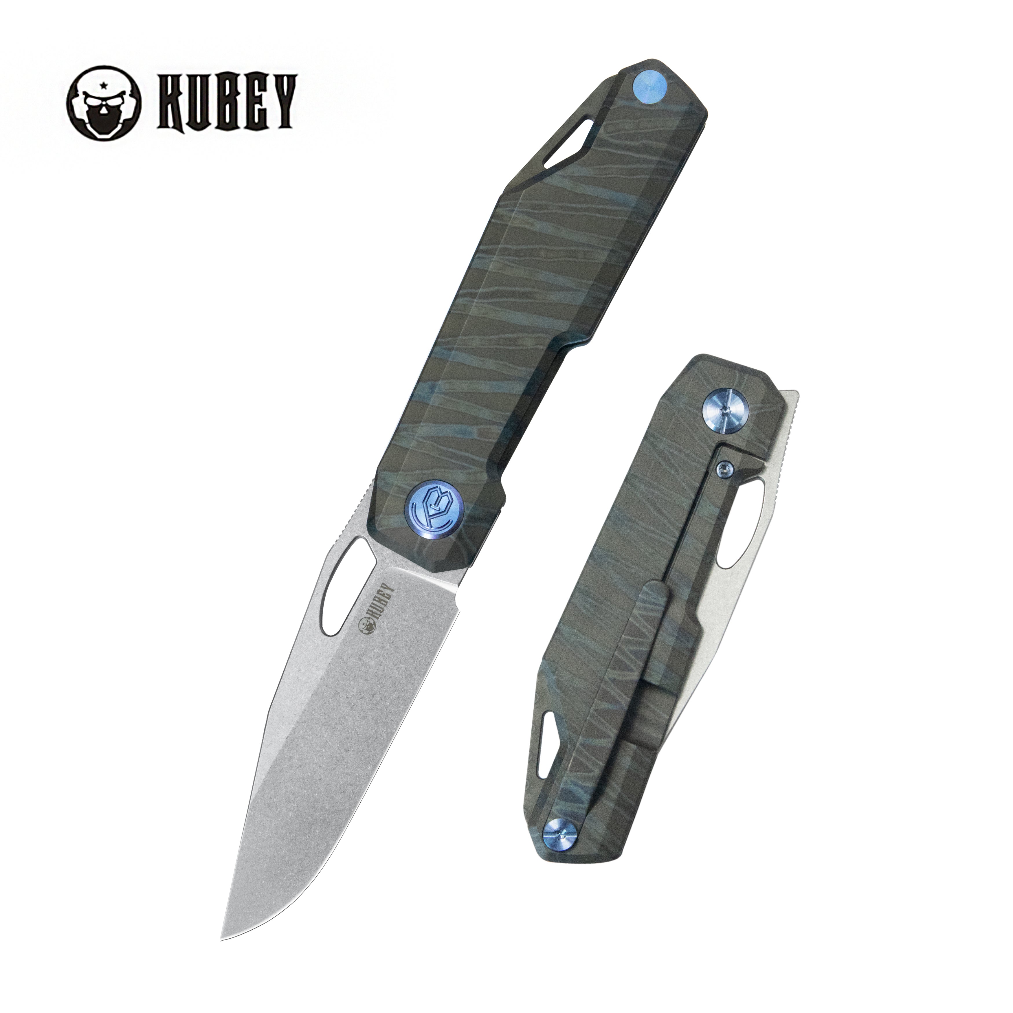 Kubey Verijero Fronter Flipper Pocket Folding Knife Flame 6AL4V Titani
