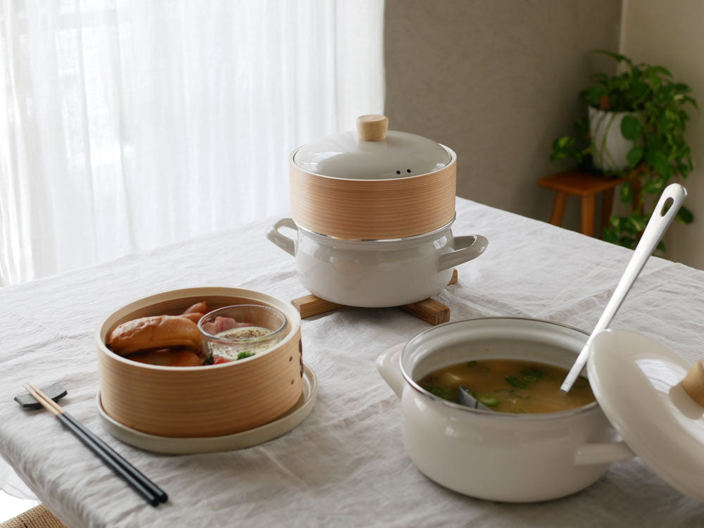 富士ホーロー＞せいろ付きホーロー鍋 18cm – カチモ | カチあるモノで