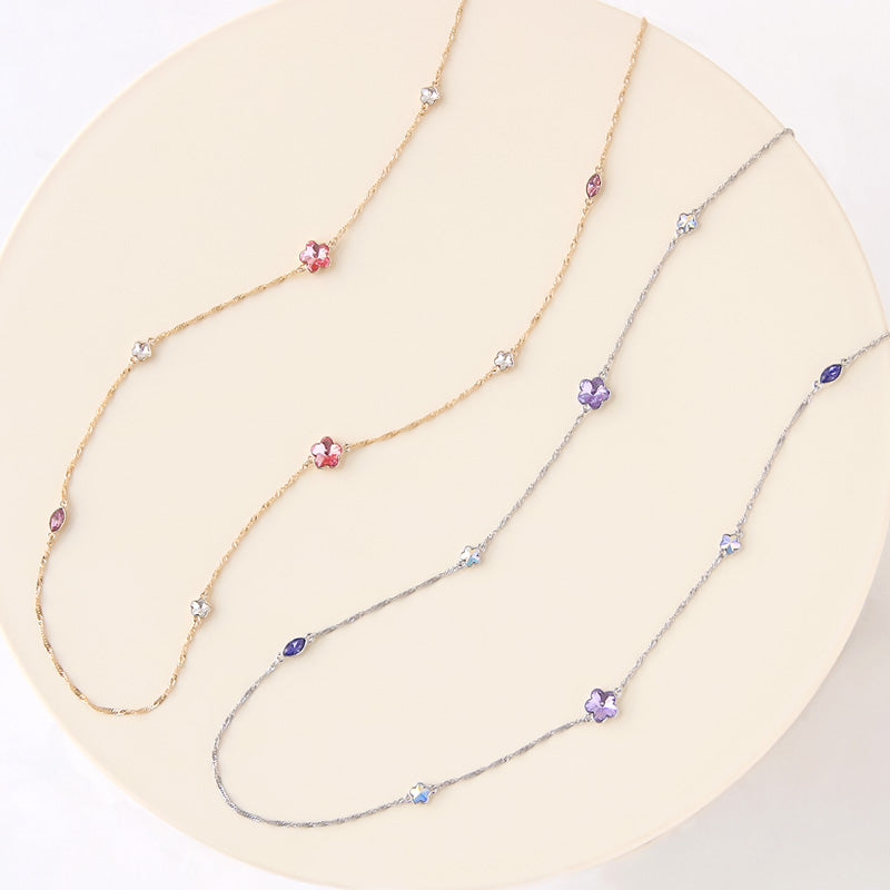 レシピNo.KR0974 貴和クリスタル＃4228・＃4744のロングネックレス