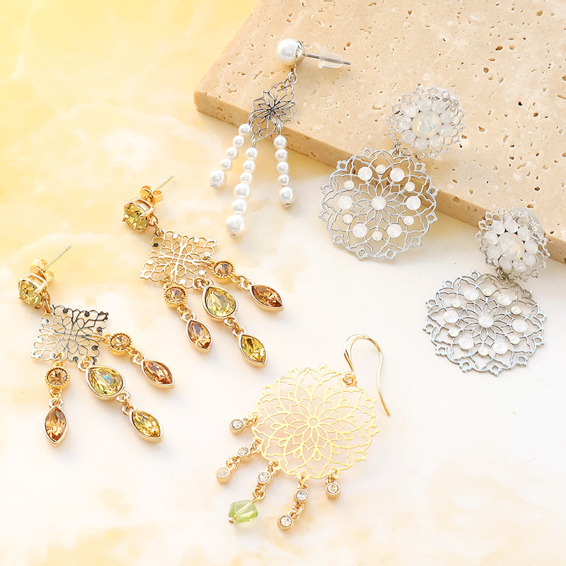 レシピNo.KR1187 エッチングパーツのイヤーアクセサリー4種 – 貴和