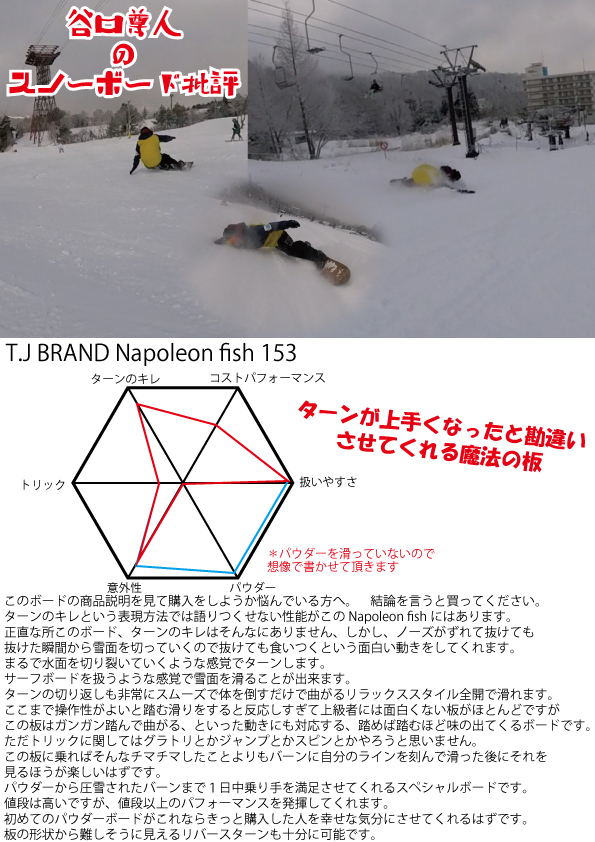 谷口尊人のスノーボード批評 T.J BRAND Napoleon fish 153 | P-CAN FACTORY