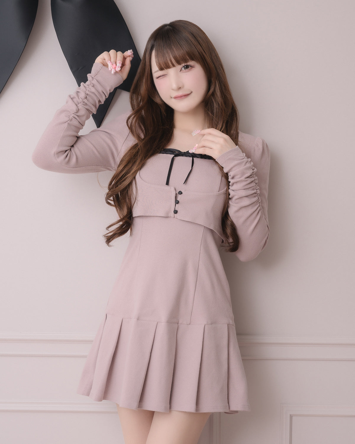 プリーツリブミニワンピセット – pium