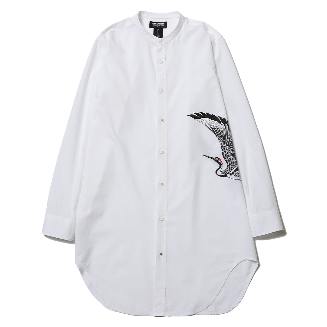 TSURU SWITCH BAND COLLAR LONG SHIRT - Yōso COLLABORATION – RUDE