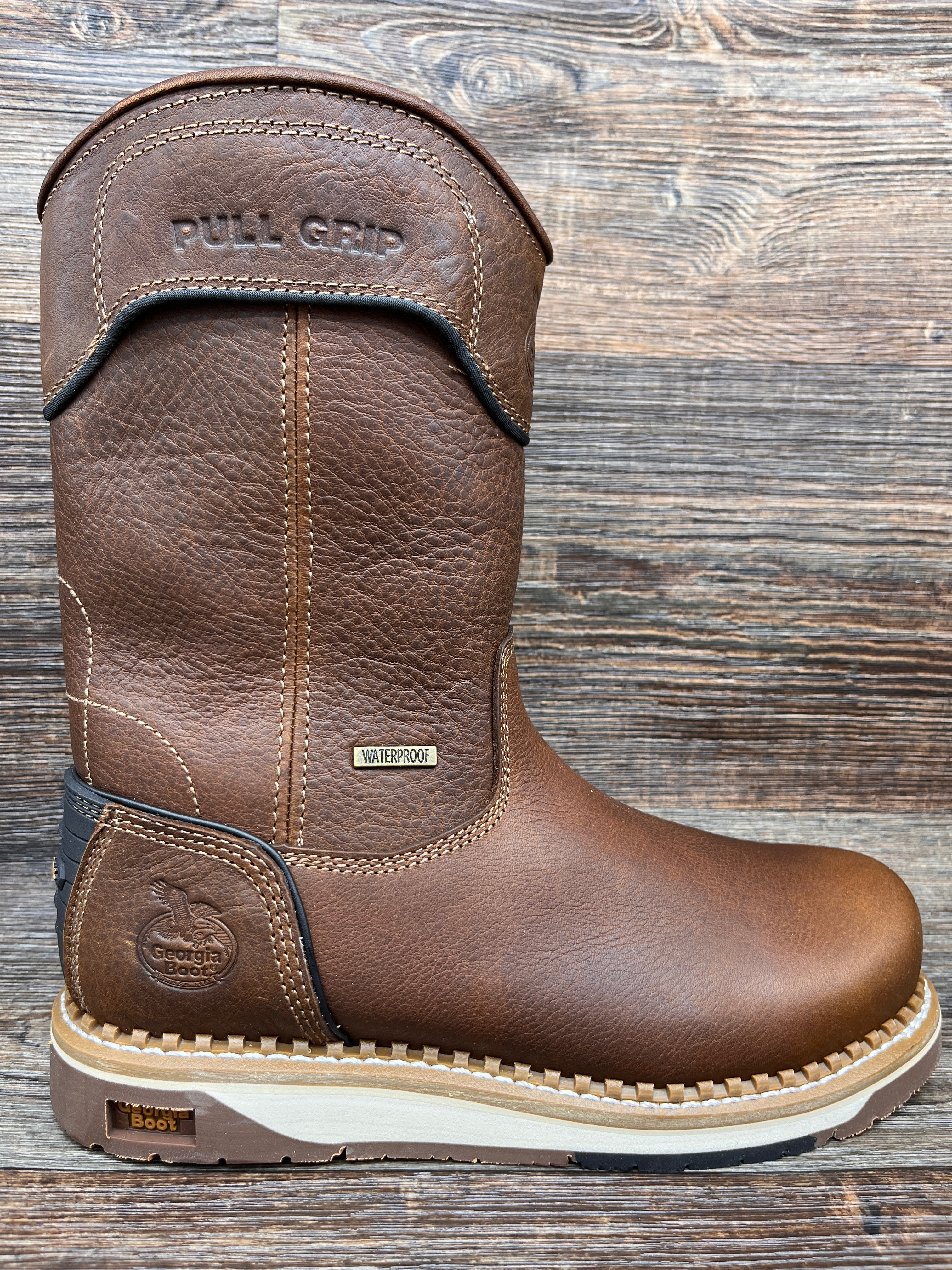 gb00369 Men's Waterproof Soft Toe Slip On Wedge Work Boot by