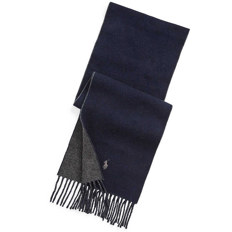 POLO RALPH LAUREN『リバーシブル ウールブレンド スカーフ』(NAVY