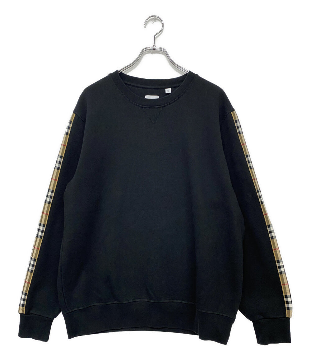 BURBERRY スウェットシャツ ブラック 袖サイドチェック メンズ SIZE XL