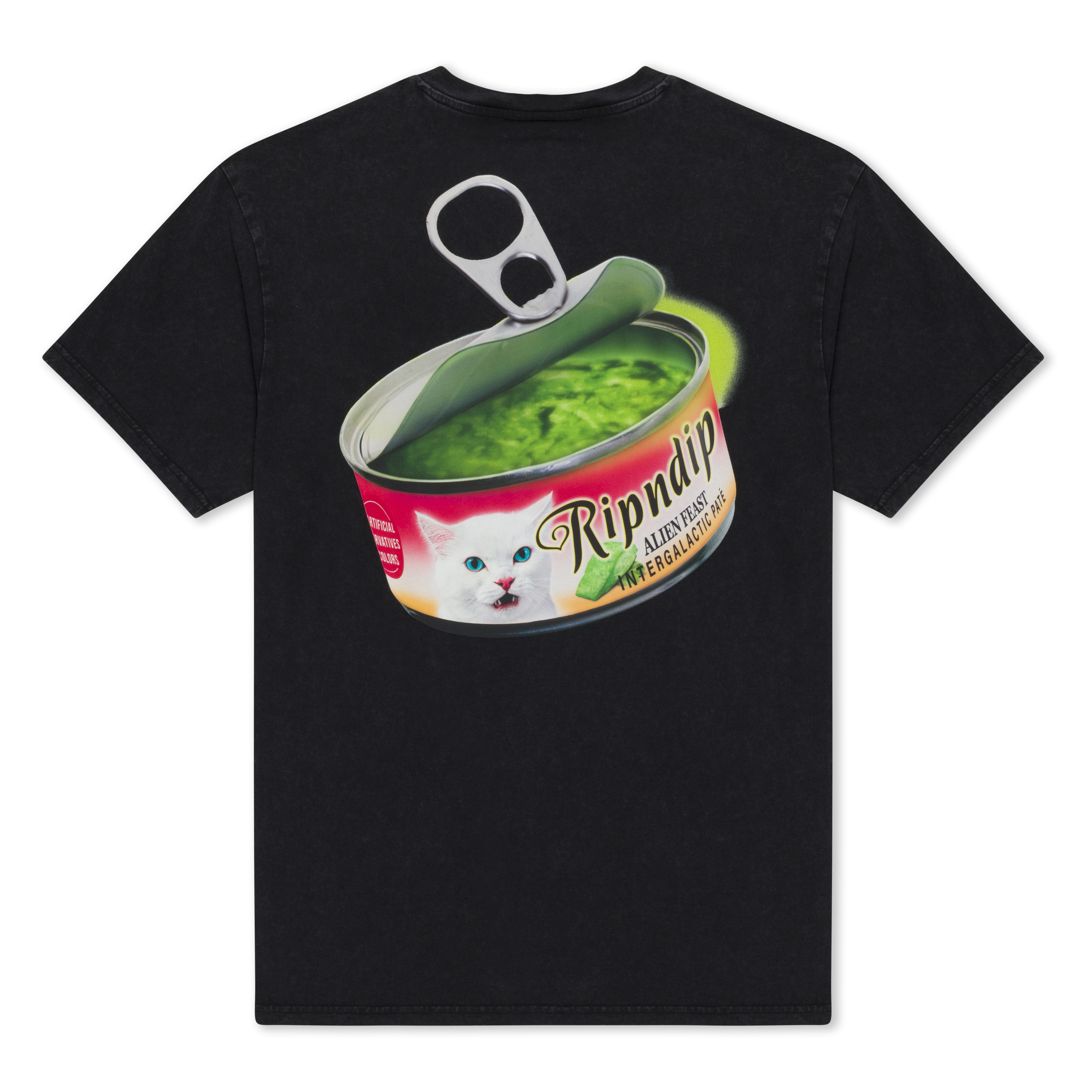 GOURMET CAT FOOD TEE (BLACK VINTAGE WASH) – RIPNDIP TOKYO