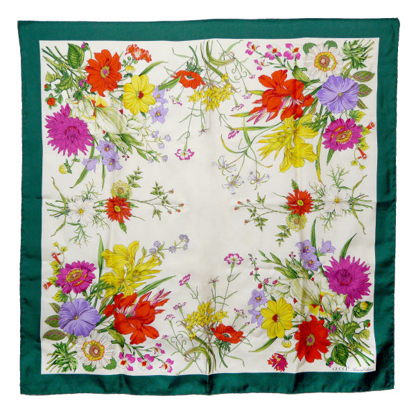 OLD Gucci フローラ 大判シルクスカーフ（緑系） – Vintage Shop Rococo