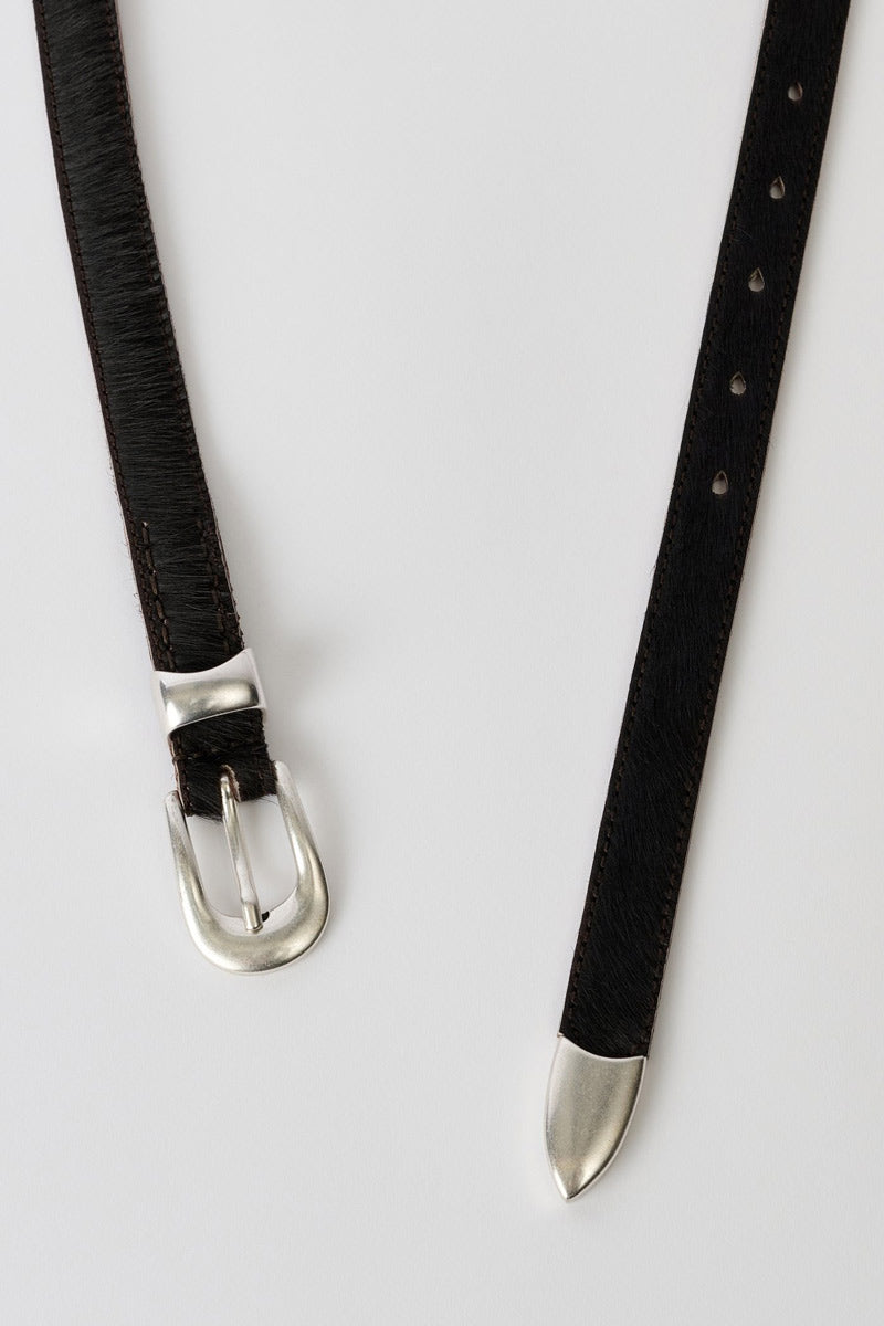 OUR LEGACY | 2CM BELT / CHOCOLATE HAIR ON HIDE ウエスタンレザー