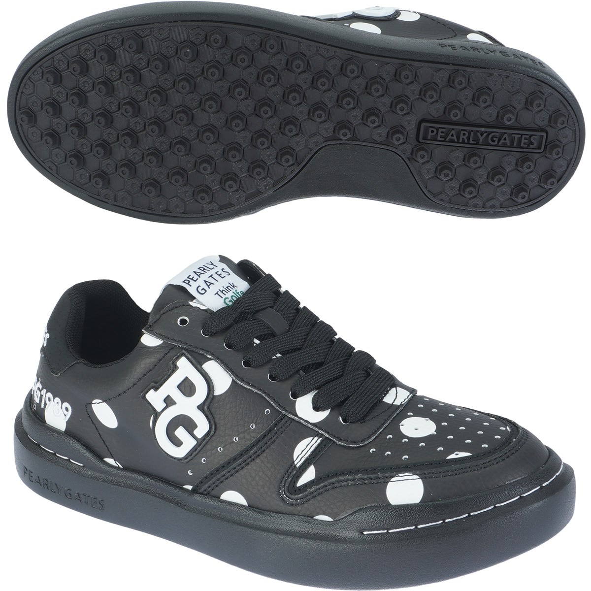 25cm パーリーゲイツ メゾンロゴ レザー スパイク ゴルフシューズ 25cm