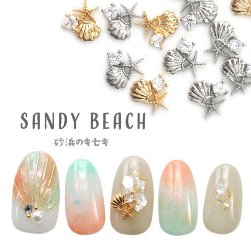 2個 貝 ヒトデ シェル パーツ メタルパーツ ジルコニア マリン 海 夏