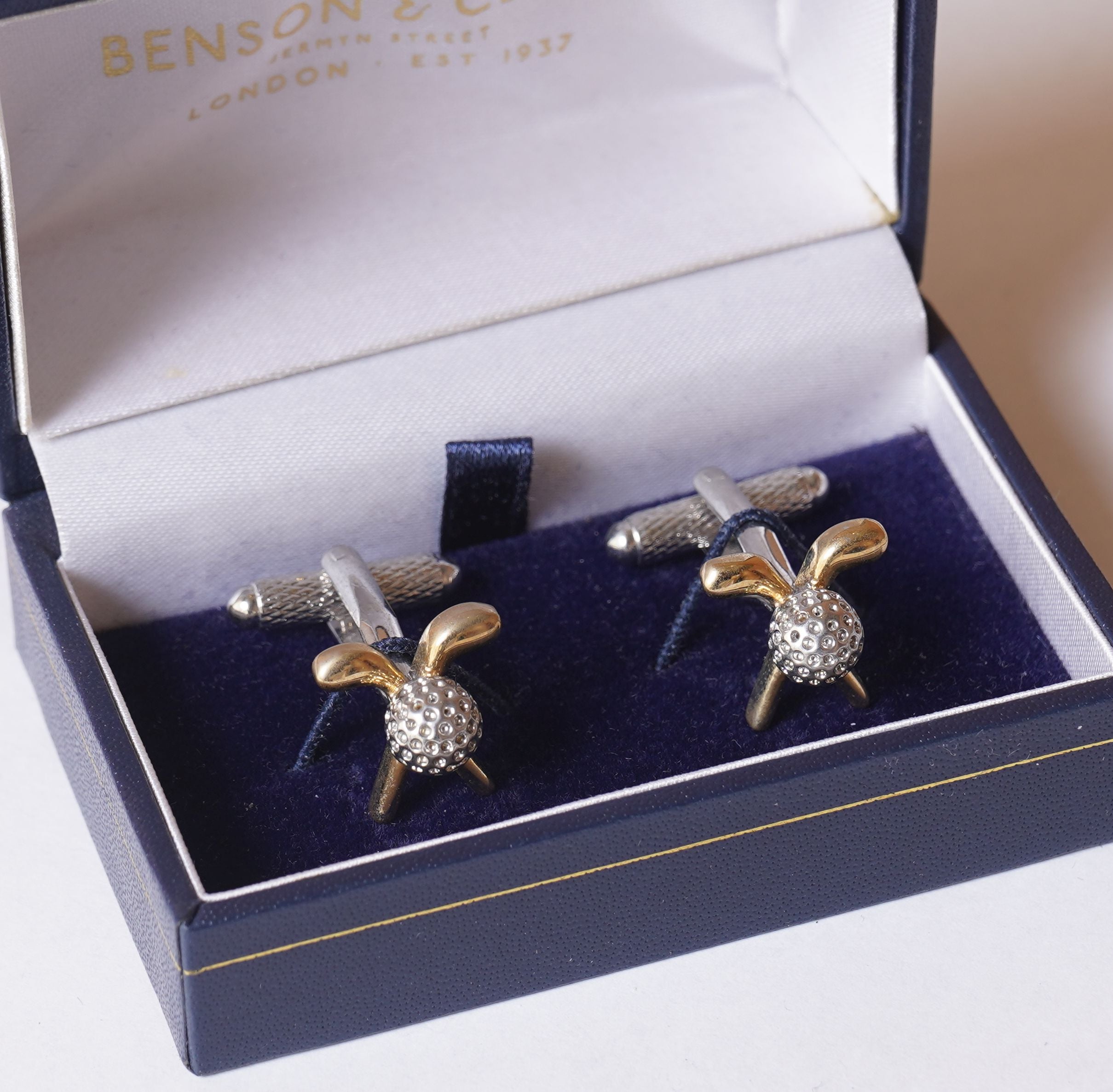 BENSON &CLEGG / ゴルフモチーフ シルバー×ゴールド カフリンクス