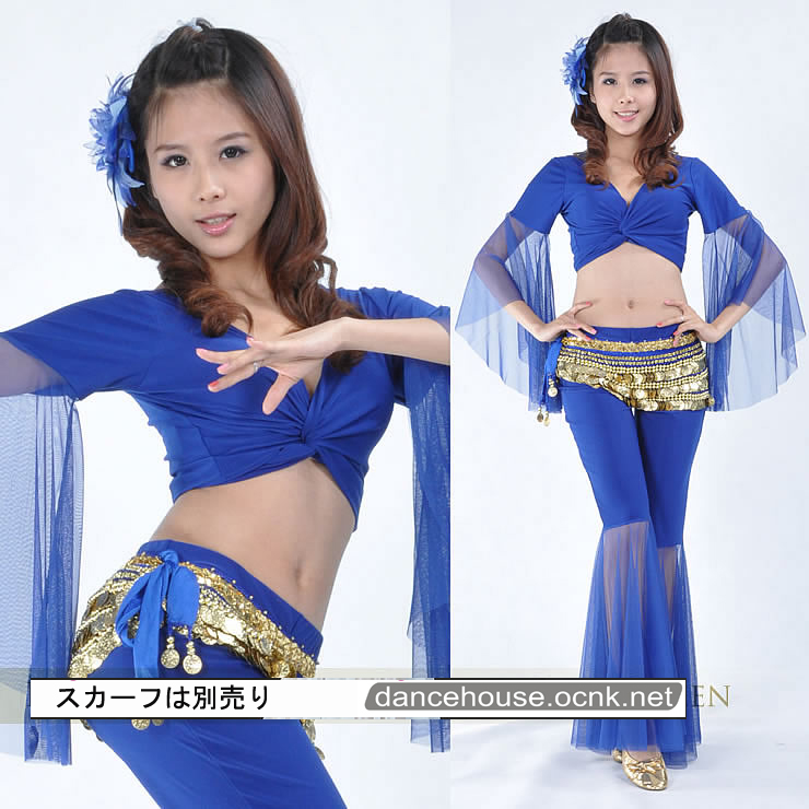 ベリーダンスセットアップ004--「全9色」 ベリーダンス2点セット☆裾