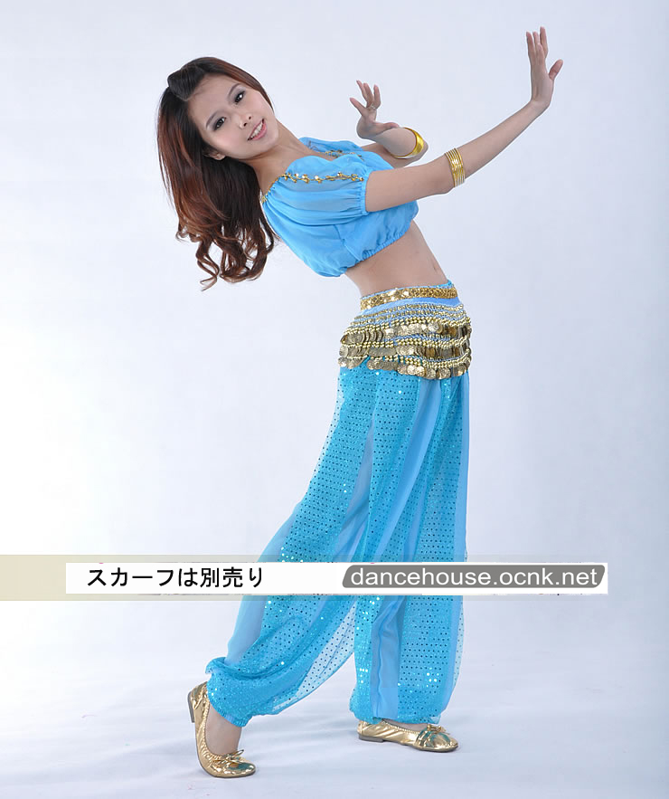 ベリーダンスセットアップ009--「全9色」 ベリーダンス2点セット☆光沢
