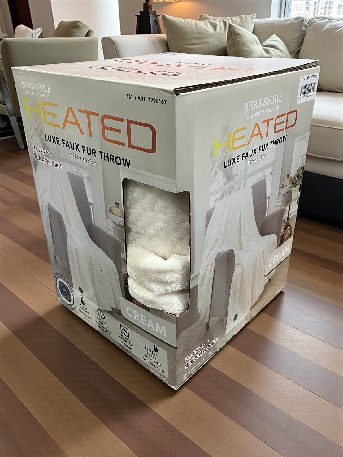 電気大判ひざ掛け 127cm x 152cm BERKSHIRE BLANKET カラー クリーム