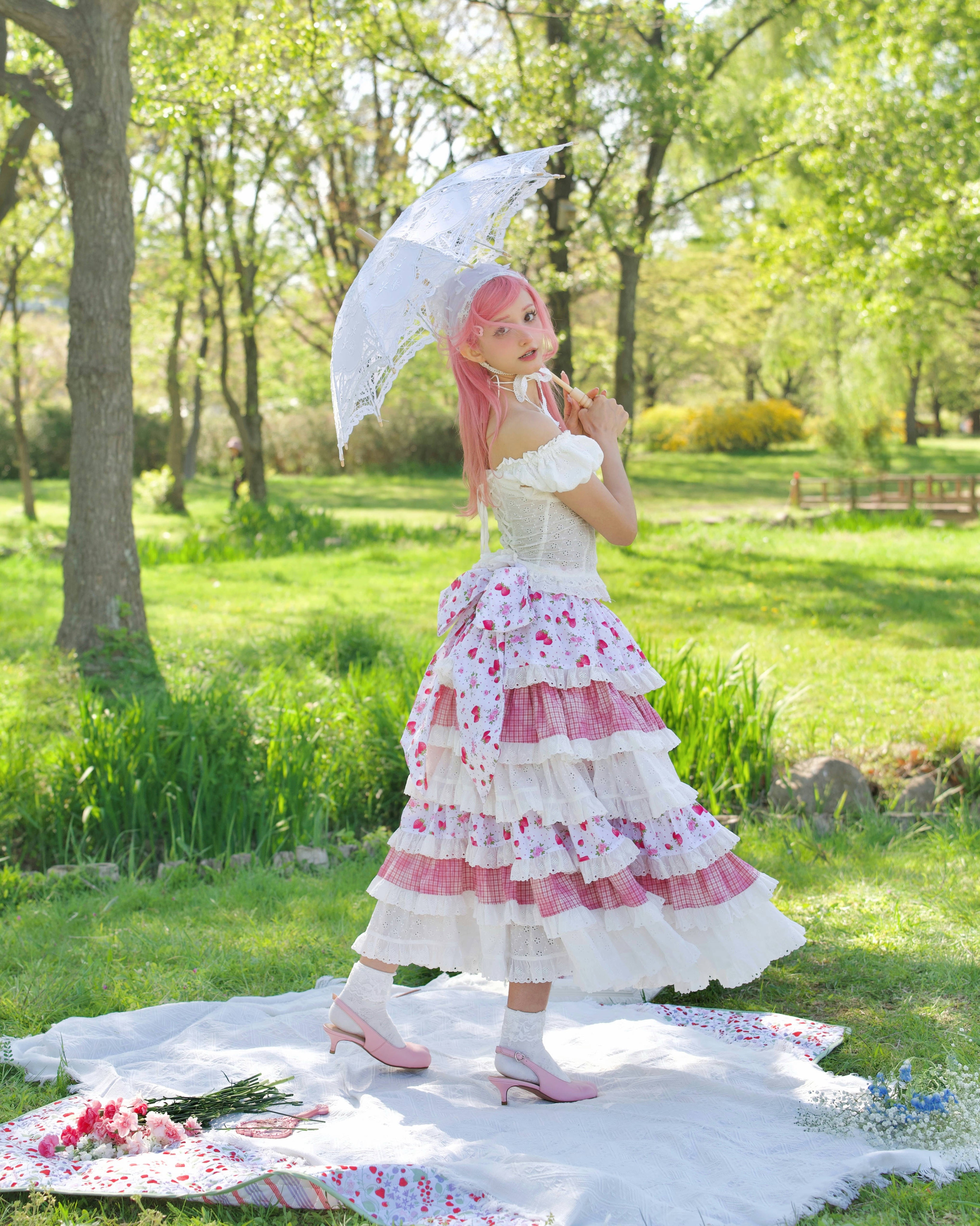 Enchanted Garden Layer Skirt - Strawberry Jam – Vina of the Valley