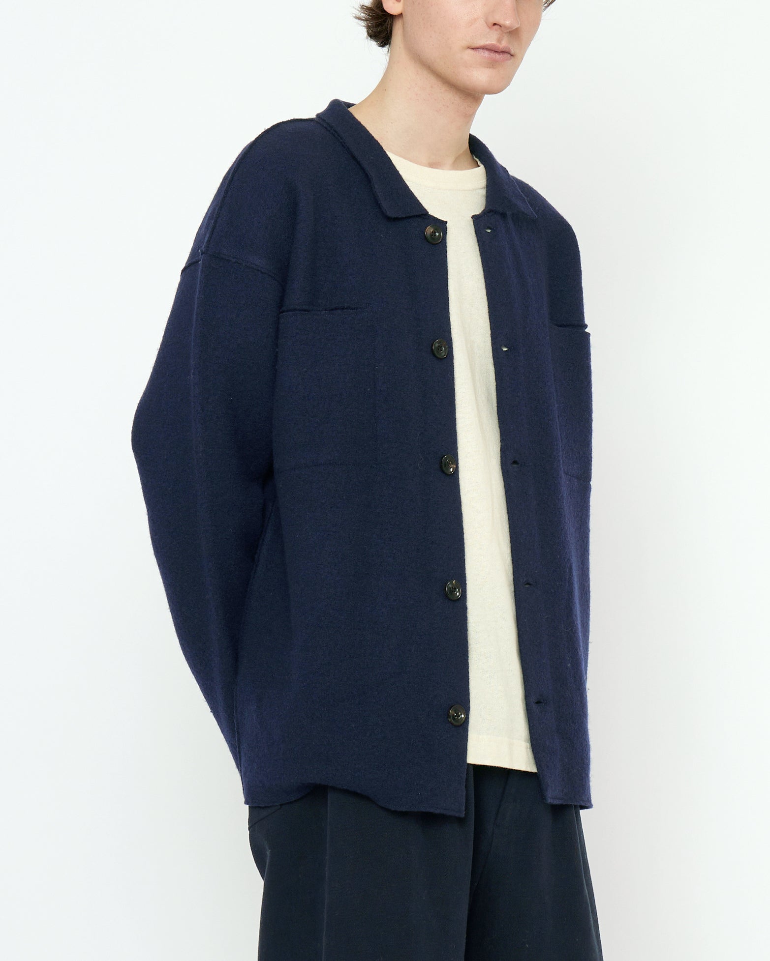 Boiled Wool Shirt Jacket - FW25 - Navy – 7115 by Szeki